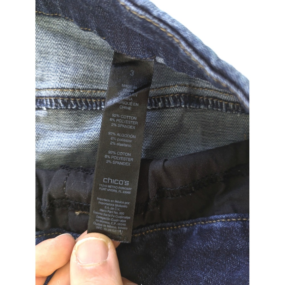 Chico's So Slimming Girlfriend Crop Jeans Dark Wash Denim Size 3 Large XL - Picture 5 of 7
